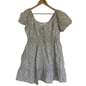Arula‎ Womens Babydoll Floral Tiered Dress Size XL Blue Yellow Prairie Feminine